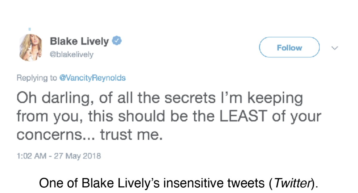 One of Blake Lively’s insensitive tweets 